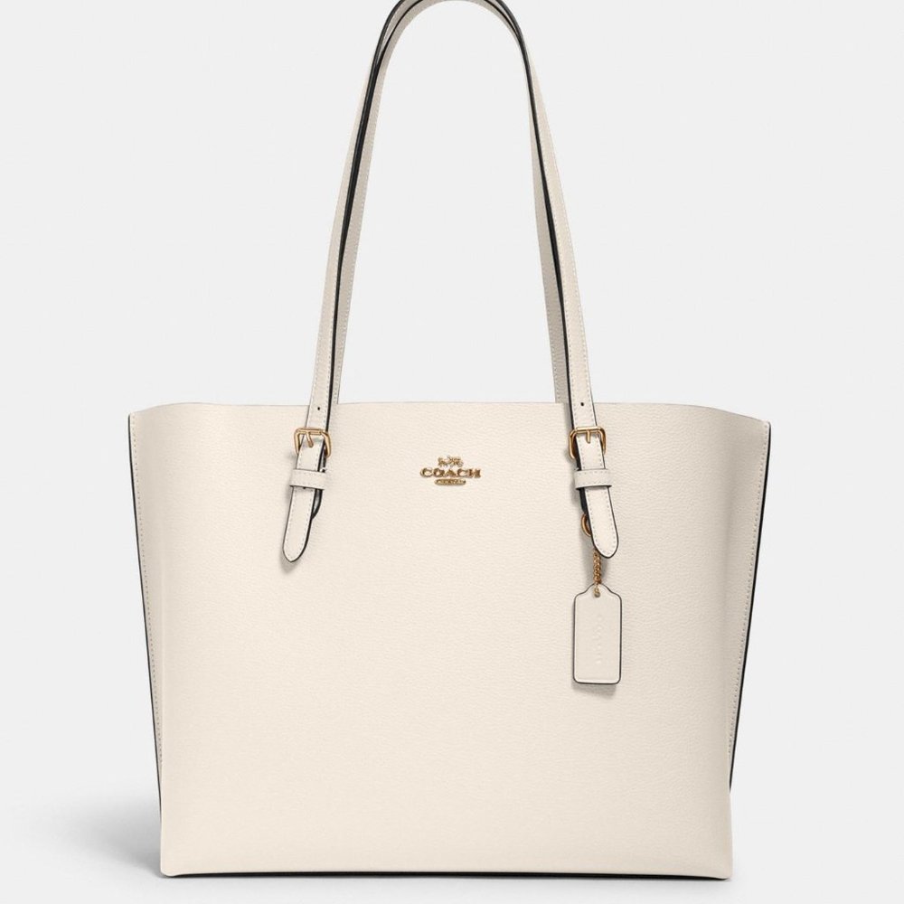 Coach Women's Mollie Tote 25 in Chalk/Light Saddle